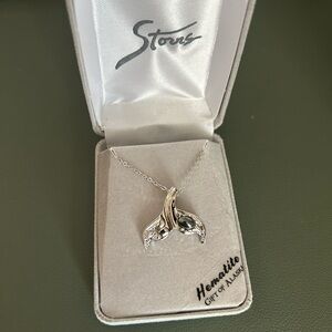 Silver Necklace with Hematite Stone